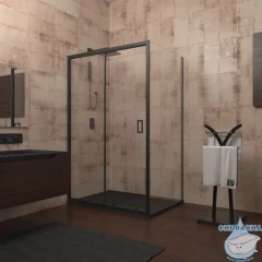 Душевое ограждение Veconi Ровиго 100x90 профиль черный, стекло прозрачное RV040B-10090-01-C1 (без поддона)