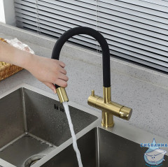 Смеситель для кухни Gappo G4398-33 (черный/золото)