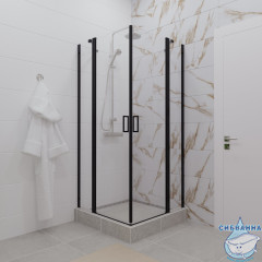 Душевое ограждение Тритон Тау 90x90 профиль черный, стекло прозрачное Щ0000054036 (без поддона)