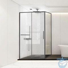 Душевое ограждение Vincea Slim Soft 130x80 профиль вороненая сталь, стекло прозрачное VSR-1SS8013CLGM