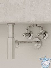 Кран угловой, с отражателем, 1/2; 1/2, кран-букса, латунь, IDDIS, 910B0P2C2CZ