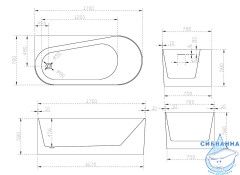 Акриловая ванна ABBER AB9496-1.7 L 170х78 с каркасом