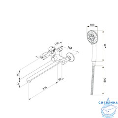Смеситель для ванны с длинным изливом, Tring, Milardo, TRISBL2M10