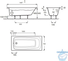 Ванна акриловая Jacob Delafon Patio 150x70