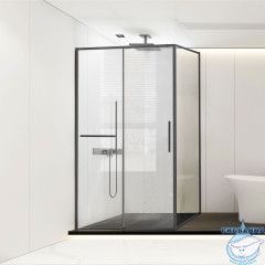 Душевое ограждение Vincea Slim Soft 120x90 профиль вороненая сталь, стекло прозрачное VSR-1SS9012CLGM