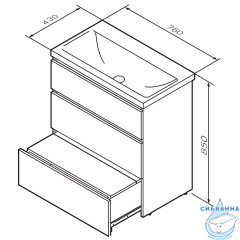 Тумба под раковину AM PM Gem 75 графит