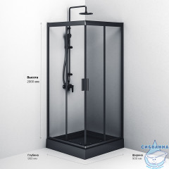 Душевое ограждение Am.Pm Gem W90G-403-090BT 90x90 профиль черный, стекло прозрачное (без поддона)