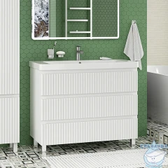 Тумба напольная Brevita Victory 105 белый матовый с раковиной Dreja Luxury 105