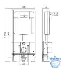 Инсталляция TONI ARTI TA-01 с кнопкой смыва TA-0042 в комплекте с безободковым унитазом Russi c сиденьем Soft close (микролифт)