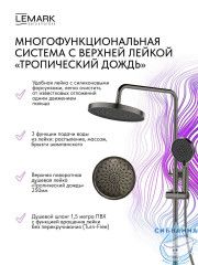 Душевая система Lemark Сибирь 250 1 режим LMF-7026B-GM (графит)