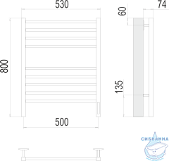 Полотенцесушитель электрический Terminus Ватикан П8 50х80 графит (с возможностью скрытого подключения, подключение справа)