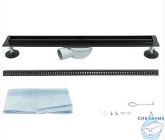 Дренажный трап для душа ALMAes Laguna 120 см с решеткой (черный)