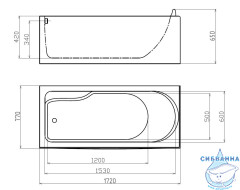 Акриовая ванна Gemy G9006-1.7 B L 172х77 с гидромассажем
