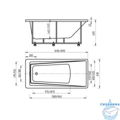 Акриловая ванна Aquatek Либра 170х70 с каркасом