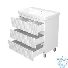 Тумба напольная Brevita Victory 80 белый матовый с раковиной Dreja Luxury 80