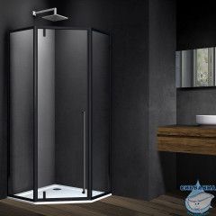 Душевое ограждение Vincea Penta 100x100 профиль черный, стекло прозрачное VSP-3P100CLB