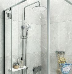 Душевой гарнитур с верхней лейкой, белый, Ray, IDDIS, RAYSW3Fi76