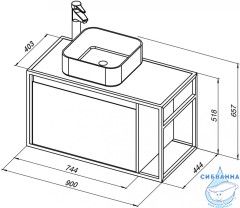 Тумба Aquanet Nova Lite Loft 90L 261660 с раковиной City-1 39 дуб рустикальный