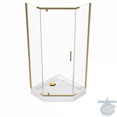 Душевое ограждение Тритон Дека 100x100 профиль золото, стекло прозрачное Щ0000073924 (с поддоном)