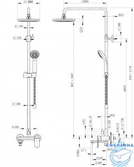 Душевая система Bravat Opal 250 1 режим струи F6125183CP-A3-RUS (хром)