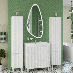 Тумба напольная Brevita Victory 80 белый матовый с раковиной Dreja Luxury 80