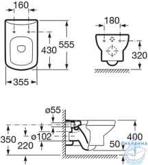 Инсталляция Roca Active с кнопкой смыва Roca Active B1 (хром глянцевый) в комплекте с унитазом Roca Dama Senso c сиденьем Soft close (микролифт)