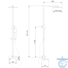 Душевая стойка ABBER Daheim AF8216BL с изливом, черный матовый