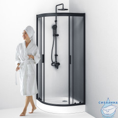 Душевое ограждение Am.Pm Gem W90G-401-080BT 80x80 профиль черный, стекло прозрачное (без поддона)