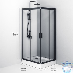 Душевое ограждение AM.PM Gem 100x80 W93G-404-100280-BT профиль черный, стекло прозрачное (без поддона)