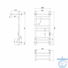 Полотенцесушитель электрический Indigo Line Trinity П8 с полкой (с таймером) 30х70 хром (с возможностью скрытого подключения, подключение R/L)