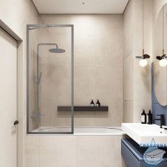 Шторка для ванны Veconi Palau 70x150 профиль графит, стекло прозрачное PL85GR-70-01-C7