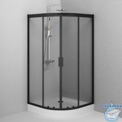 Душевое ограждение AM.PM Gem 100x100 W90G-401-100BT профиль черный, стекло прозрачное (без поддона)