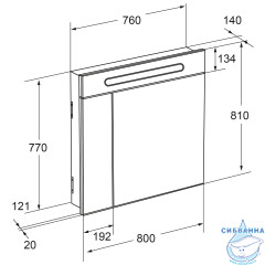 Шкаф-зеркало Roca Victoria Nord Black Edition 80 с подсветкой