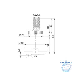 Картридж керамический для смесителя, 40 мм, без ножек, IDDIS, 999C40D0SM
