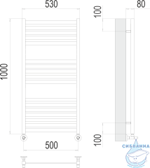Полотенцесушитель водяной Terminus Тоскана П17 50х100 (нижнее подключение)