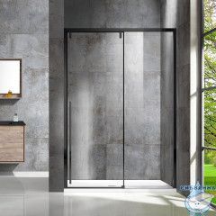 Дверь в нишу Vincea Lugano 150 профиль черный, стекло прозрачное VDS-1L150CLB-1