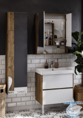 Тумба Акватон Сканди 70 белый/дуб рустикальный, с раковиной Адриана 70