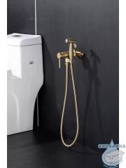 Встраиваемый смеситель с гигиеническим душем Gappo G7206-3 (сатин золотой)