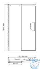  Дверь в нишу Wasserkraft Alme 140 см профиль хром, стекло прозрачное  