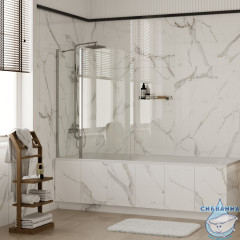 Шторка для ванны Wasserkraft Leine 35P02-110 Fixed 110x140 профиль хром, стекло прозрачное