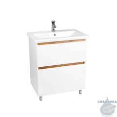 Тумба Viant Мальта 60Н с раковиной Como 60 белый/дуб вотан