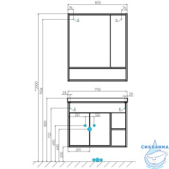 Тумба под раковину Акватон Флай 80 1A237401FAX10 белый/дуб крафт