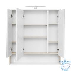 Шкаф-зеркало Акватон Рико 80, белый/ясень фабрик