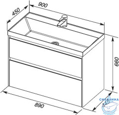 Тумба Aquanet Гласс 90 с раковиной Орлеан 90 белый глянец