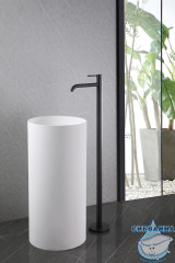  Смеситель для раковины напольный ABBER  Wasser Kreis AF8140B (без донного клапана) (черный матовый)