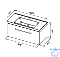 Тумба Dreja Big Inn 100 с раковиной Гармония 100, белый глянец