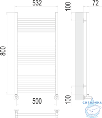 Полотенцесушитель водяной Terminus Аврора П16 50х80 (нижнее подключение)
