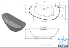 Ванна из искусственного мрамора Riho Granada 190x90