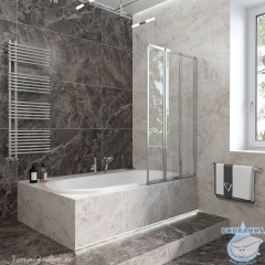 Шторка для ванны Veconi Палау 120x150 профиль хром, стекло прозрачное PL73R-120-01-19C4