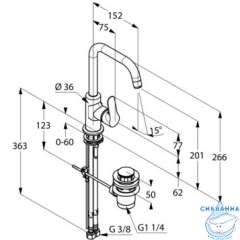 Смеситель для раковины Kludi Objekta 320230575 (с донным клапаном)